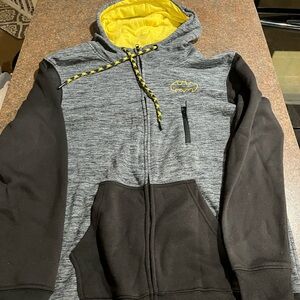 Batman Gray & Black Zip Up Hoodie Black & Yellow Strings Polyester Batman Logo